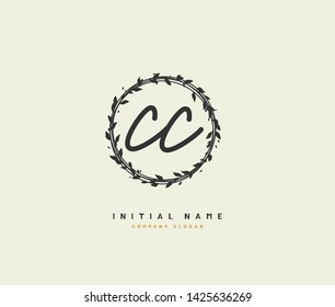 C CC Beauty vector initial logo, handwriting logo of initial signature, wedding, fashion, jewerly, boutique, floral and botanical with creative template for any company or business.