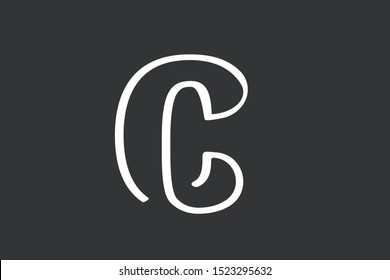 C CC Letter line logo design black background