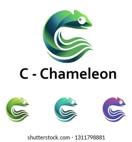 C - Chameleon Wave Shape Isolated Logo Template