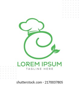C chef leaf restaurant green Logo Design Vector Template In Modern Creative Minimal Style