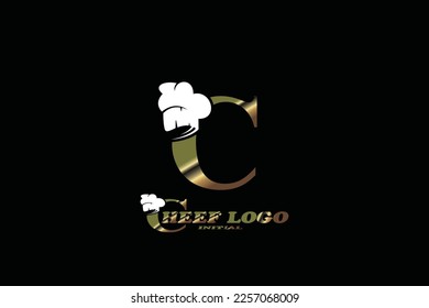C chef's hat Letter logo template for your branding.