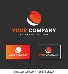 C circle Logo and business card. C Letter modern Design Vector with red and yellow gradient color.