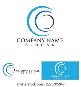 C Logo de anillo circular Diseño de icono de vector de plantilla