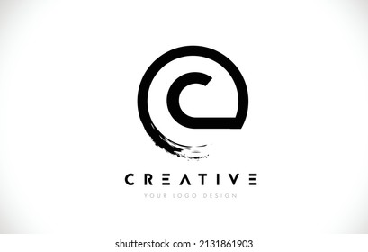 C Circular Letter Logo with Circle Brush Design and White Background.