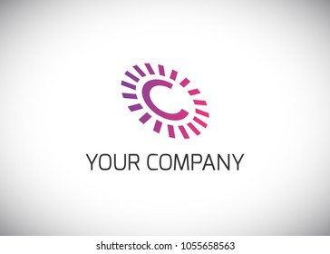 C Circular Letter Logo with sun circle 