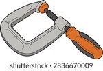 C Clamp Hand Tool for Woodworking and Metalworking Illustration Isolated on White Background