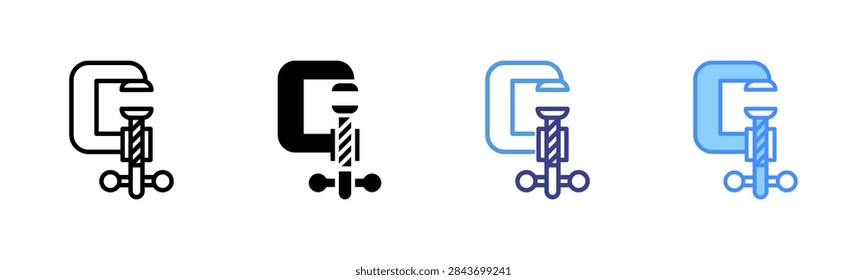 C Clamp Icon Set Multiple Style Collection