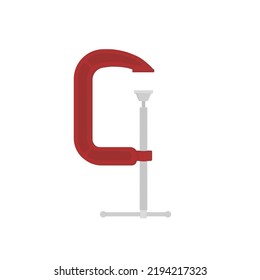 C clamp illustration vector flat design red color editable. C clamp vector.