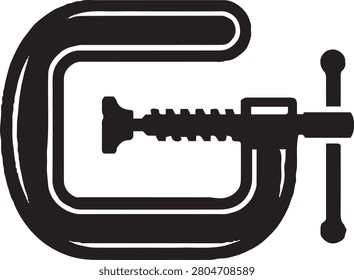 C clamp logo, screw vise vector construction workshop tool business symbol