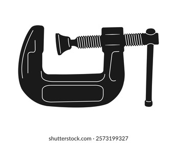 C Clamp size 1 inch, equipment for holding workpieces, vector illustration