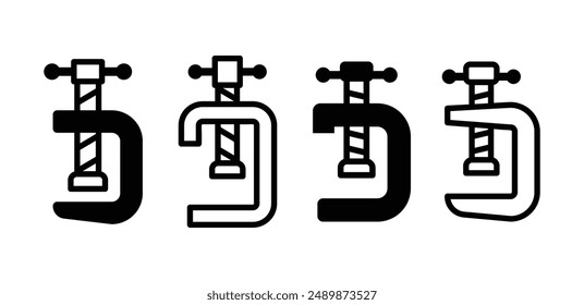 c clamp tool icon symbol vector design black white color simple flat illustration collection set isolated