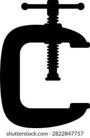 C clamp tool silhouette icon for woodworking and mechanical projects with c clamp woodworking carpentry fastener mechanical