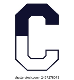 C Classic Vintage Sport JerseyUniform numbers in black with a black outside contour line number on white background for American football, Baseball and Basketball
