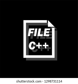 C Coding File. White flat simple icon with shadow