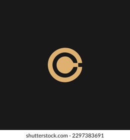 C coffee logo on circle icon. Light through coffee logo.
