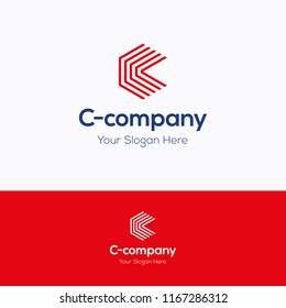 C company logo. 3D cube logo template. Hexagon logotype with letter c