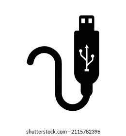 C, connector, type, usb icon. Black vector graphics.
