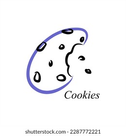 C - Cookies. ABC with food. A series of letters A-Z. Images of food. Minimalism. Beautiful letters. Line drawing. logo design initial C combine with food. Restaurant, menu.