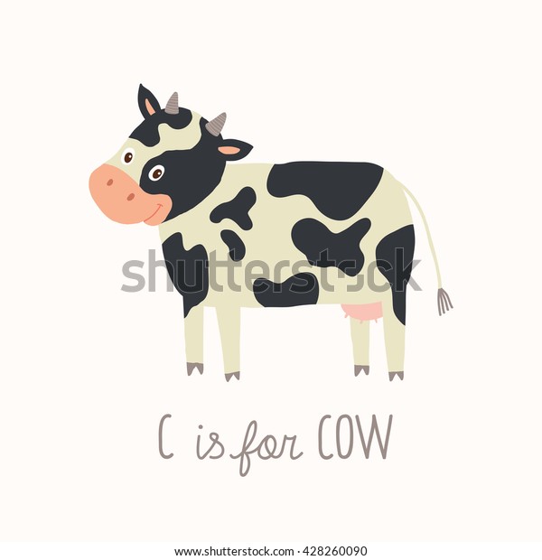 C Cow Abc Kids Wall Art Stock Vector Royalty Free 428260090