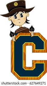 C is for Cowboy Alphabet Learning Illustration