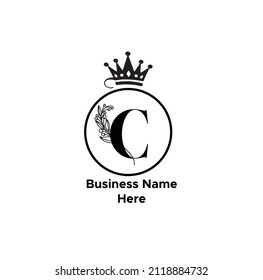 C Logo del vector de círculo floral de la corona