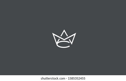 C crown logo icon , creative and minimal line art 