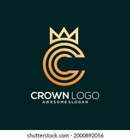 C with Crown Logo Line Art Luxury Style