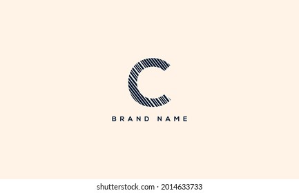 C cutting AND SLIM LINES PATTERN. Creative monogram logo design. Fashion icon design template.
