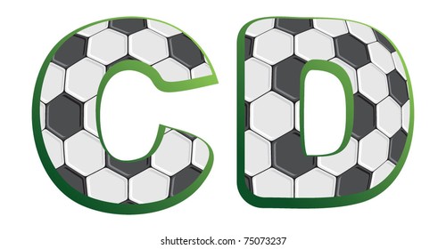 C, D, Alphabet Football - Soccer Type -