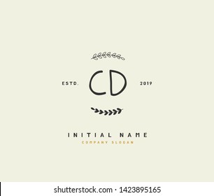C D CD Beauty vector initial logo, handwriting logo of initial wedding, fashion, jewerly, heraldic, boutique, floral and botanical with creative template for any company or business.