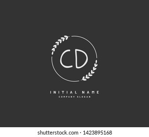 C D CD Beauty vector initial logo, handwriting logo of initial wedding, fashion, jewerly, heraldic, boutique, floral and botanical with creative template for any company or business.