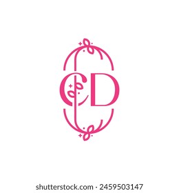 C D CD Beauty vector initial logo, handwriting logo of initial signature, wedding, fashion, jewelry, boutique, floral and botanical with creative template