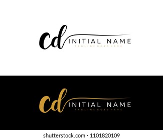 C D Initial handwriting logo vector. Hand lettering for designs.