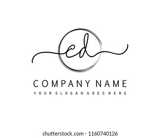 C D Initial Handwriting Logo Vector