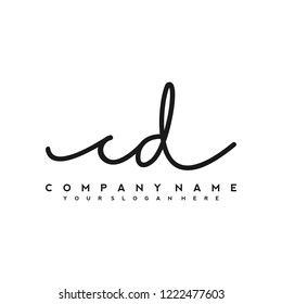 C D Initial handwriting logo vector