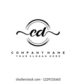 C D Initial handwriting logo vector