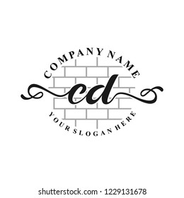 C D Initial handwriting logo vector. Hand lettering for designs.