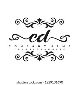 C D Initial handwriting logo vector