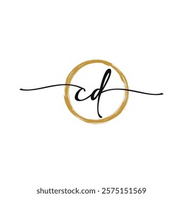 C D Initial Script Letter Beauty Logo Template