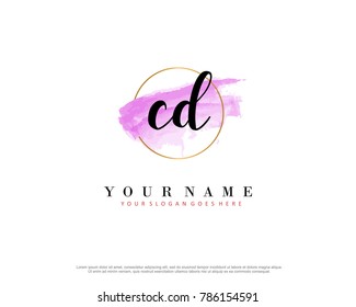 C D Initial water color logo template vector