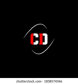 C D letter logo abstract design on black color background, cd monogram