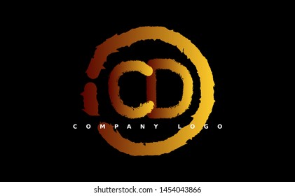 C D Logo. CD Letter Design Vector with gold color. grunge style