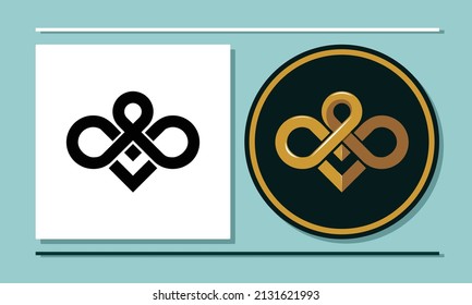C and D logo design. Engraved logo with circular connecting lines