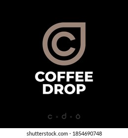 C and D monogram. Letter D as a drop icon. Coffee Drop logo. Simple cafe emblem. 