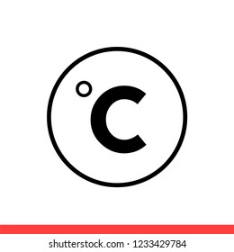 C degree vector icon, celsius symbol. Simple, flat design for web or mobile app