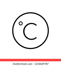 C degree vector icon, celsius symbol. Simple, flat design for web or mobile app