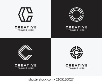 C Design logo Set elegant trendy artistic alphabet logo icon Vector