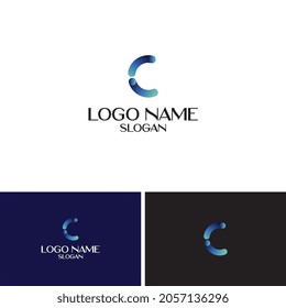 C digital logo and icon blue color vector illustration.