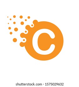 C dot letter logo,C letter logo design vector in dots.