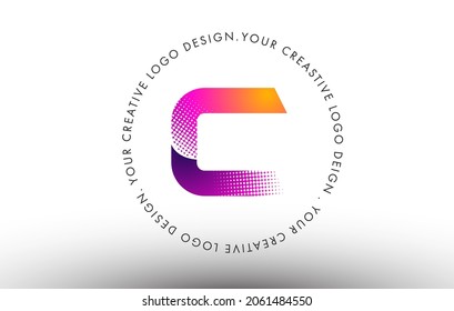 Logo De C Dots. C Ilustración del icono del vector de diseño de letras con puntos.